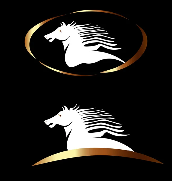 Branco e ouro cavalo logotipo vetor — Vetor de Stock