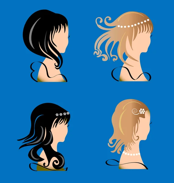 stock vector Set of women with beauty hair