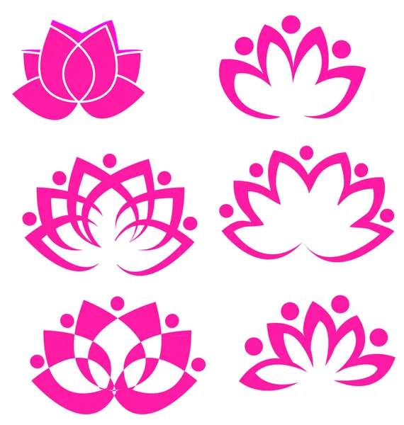 Conjunto de flores de lótus rosa logotipo vetores — Vetor de Stock