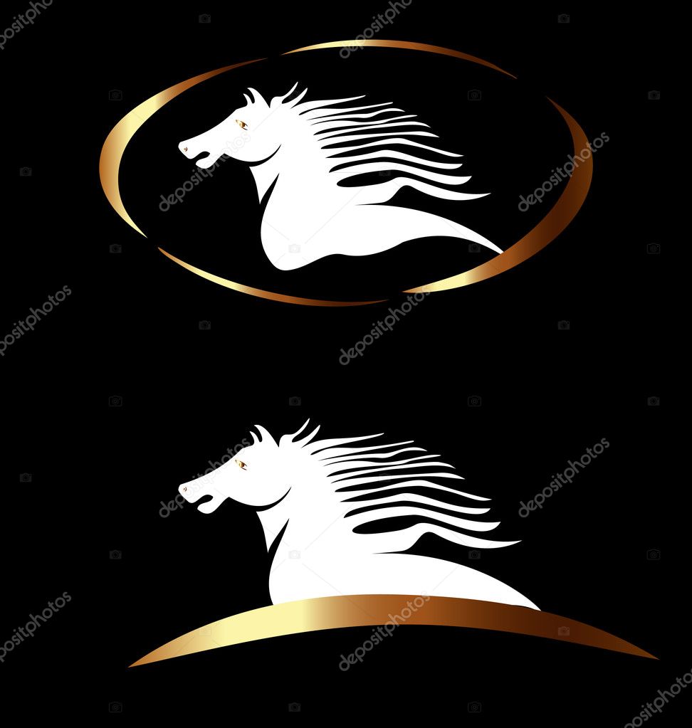 白と金の馬のロゴのベクトル ストックベクター C Glopphy