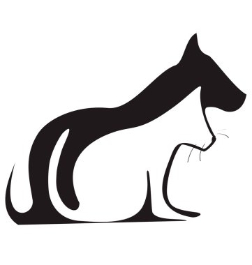 Cat and dog silhouettes logo clipart