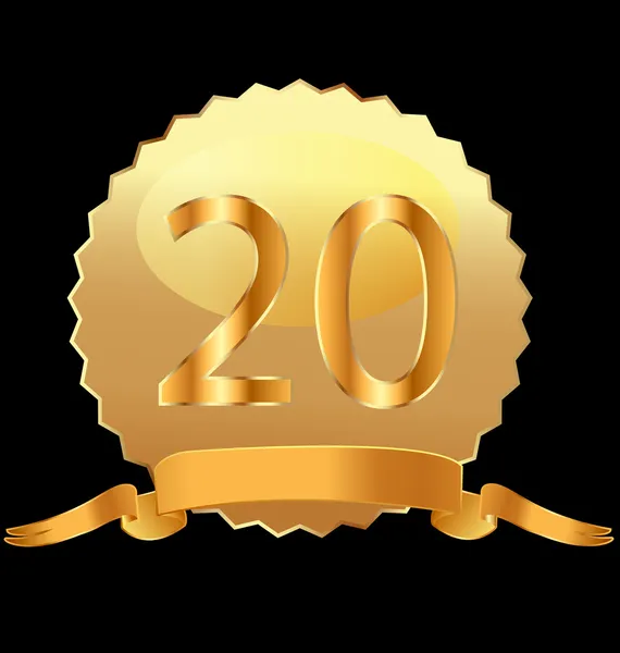 20 лет золотой печати — стоковый вектор