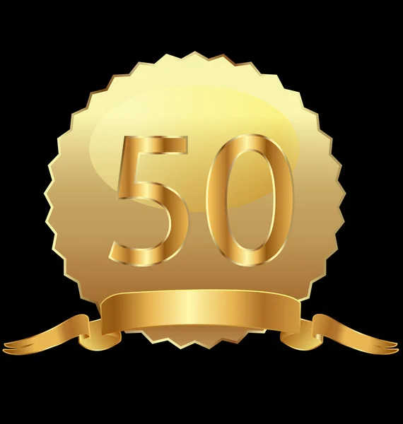 50th aniversário em selo de ouro —  Vetores de Stock