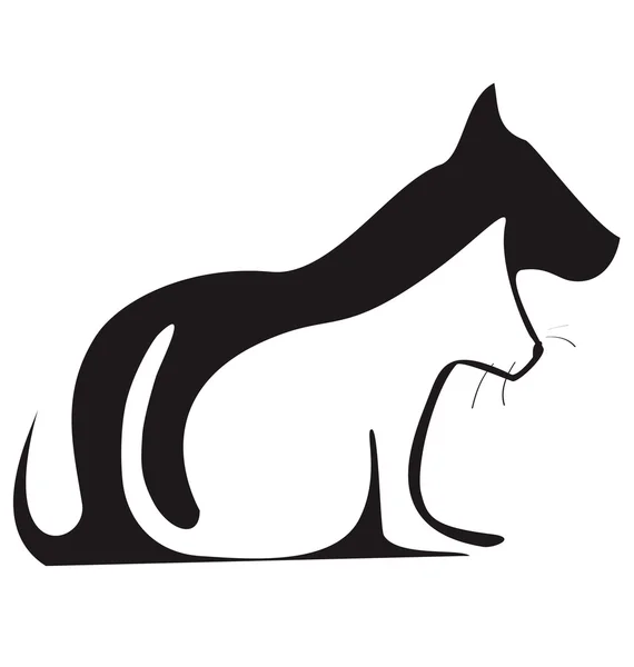 Katt och hund silhuetter logotyp — Stock vektor
