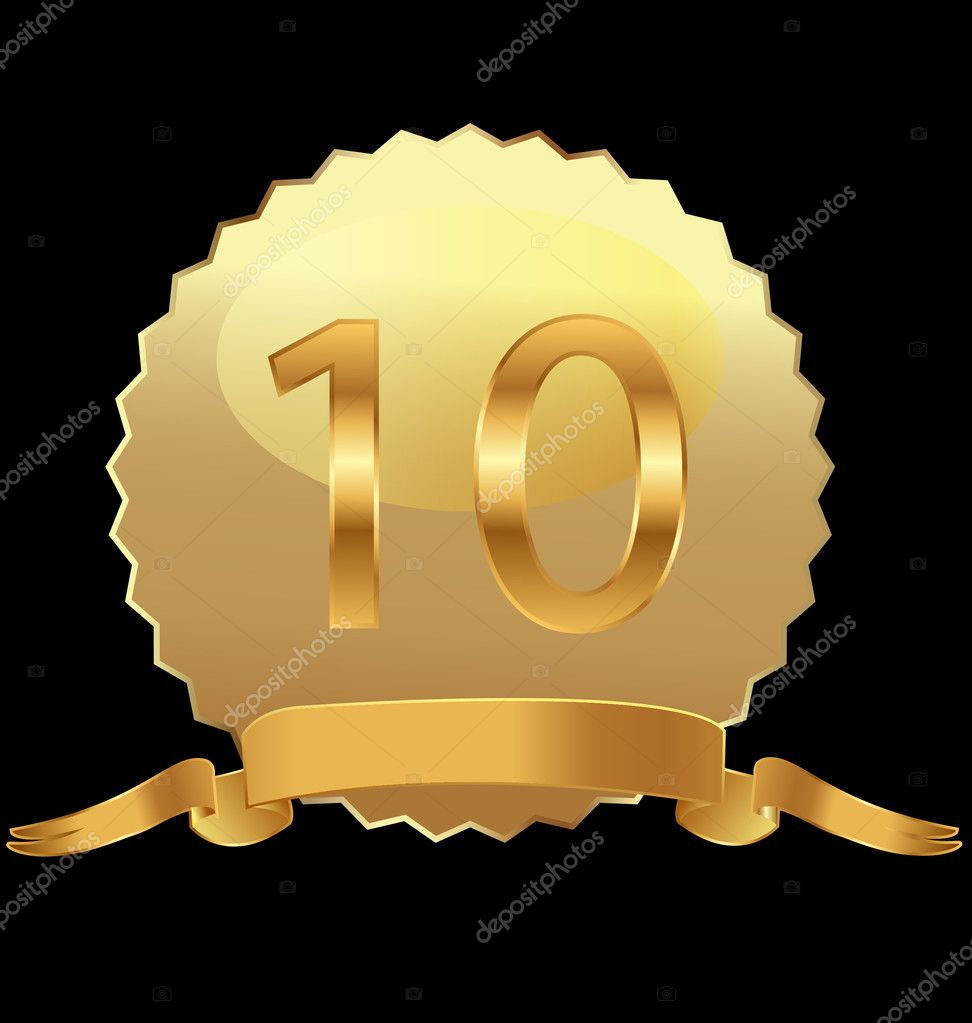 10th anniversary in gold seal — Stock Vector © Glopphy #11108881