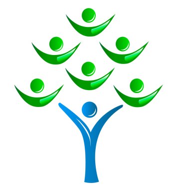 Teamwork as a tree logo clipart