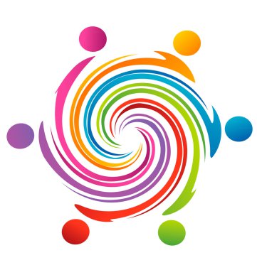 Teamwork swirl rainbow logo vector clipart