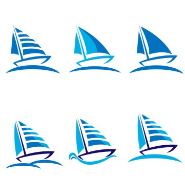 Set of boats vector logo design clipart