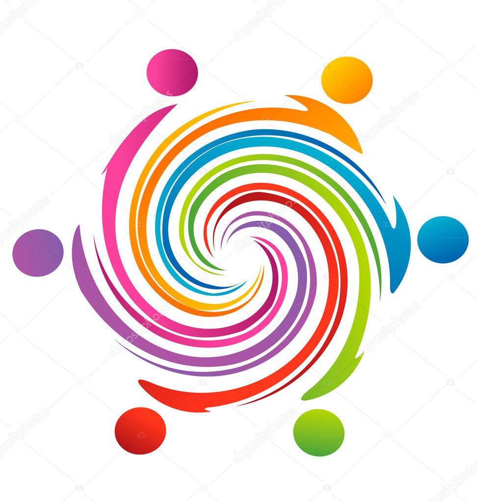 Teamwork swirl rainbow logo vector