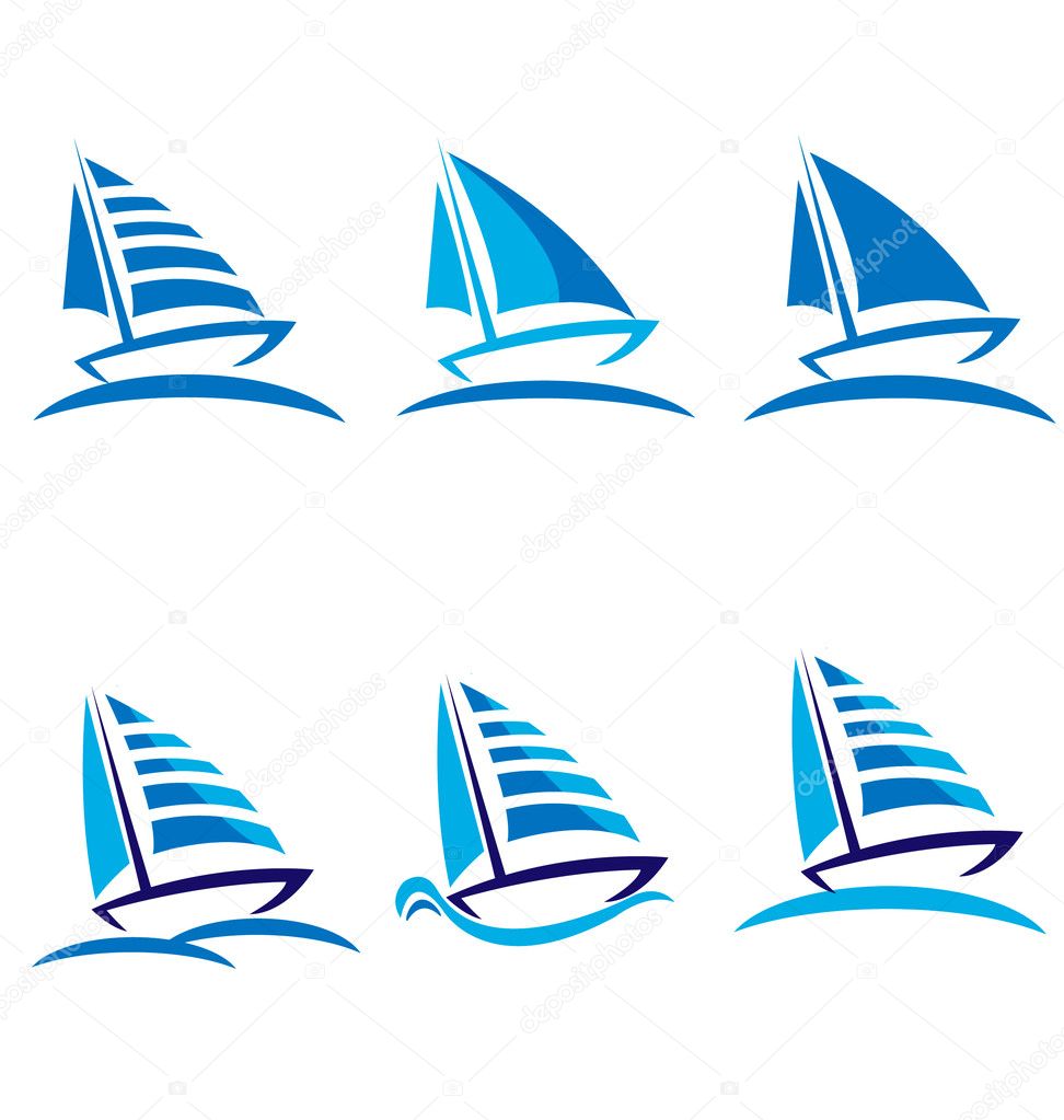 Set of boats vector logo design