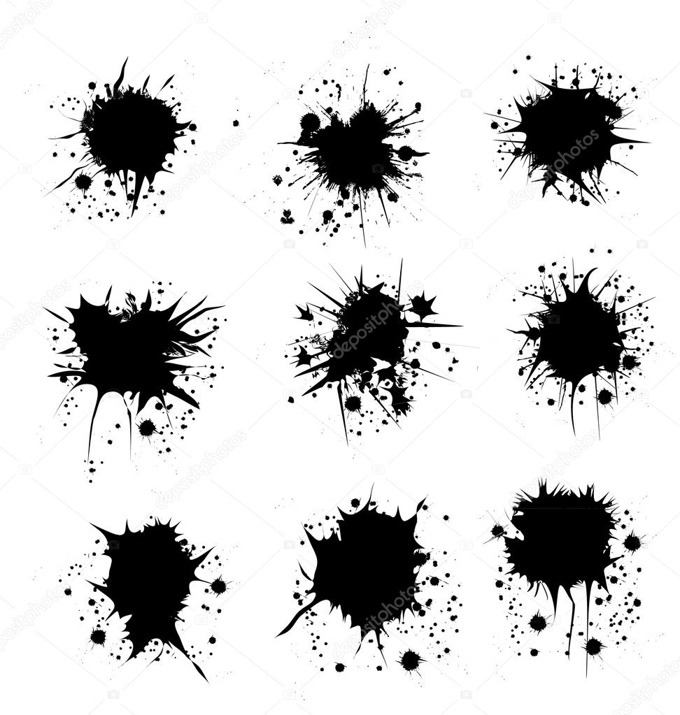 Ink grunge splat collection vector stock