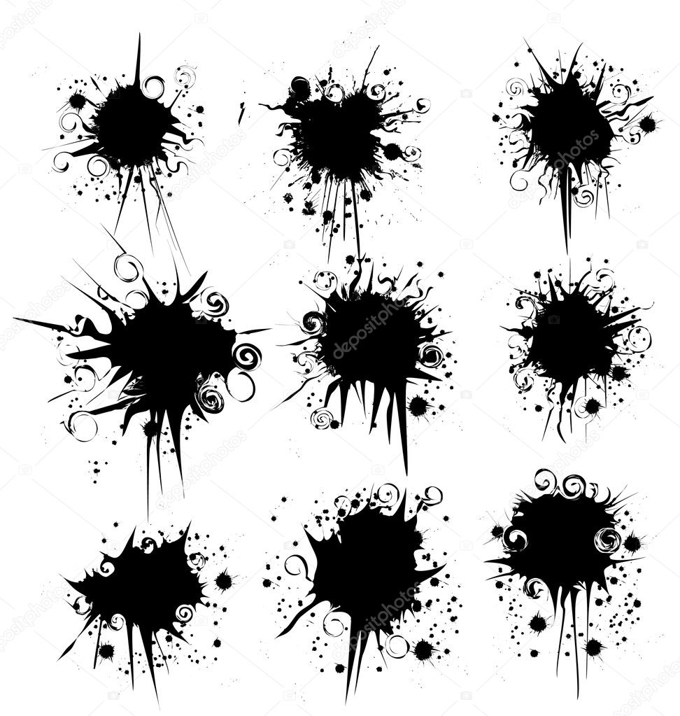 Ink grunge splat swirly collection