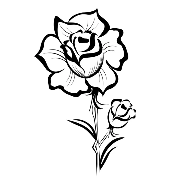Чорна троянда стилізовані обведення вектор — стоковий вектор