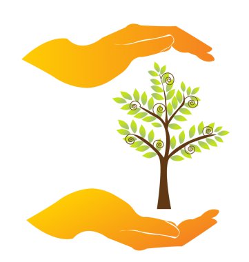 Hands care a tree clipart