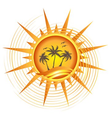 Gold tropical sun logo vector