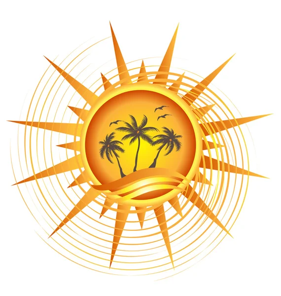 Guld tropiska solen logotyp — Stock vektor