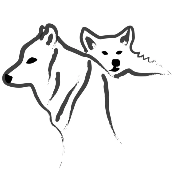 Hundar eller vargar silhuetter — Stock vektor