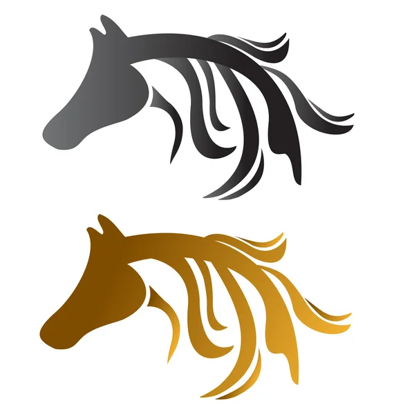 Cavalos cabeça marrom e preto —  Vetores de Stock