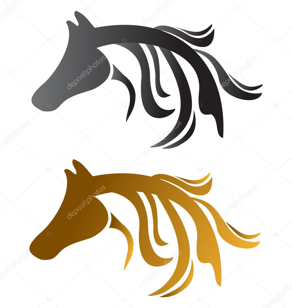 Head horses brown and black