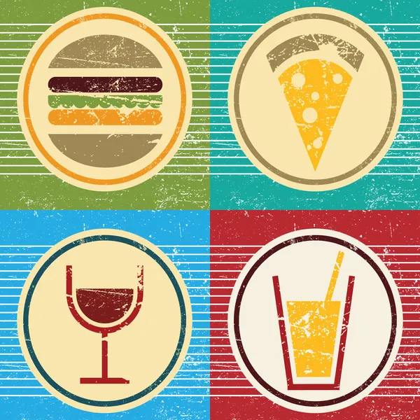 Vetor retro ícones de comida e bebida Vetores De Bancos De Imagens Sem Royalties