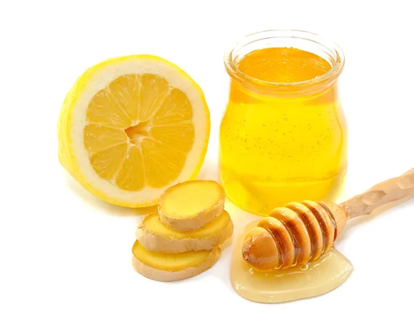 Miel, limón, jengibre — Foto de Stock