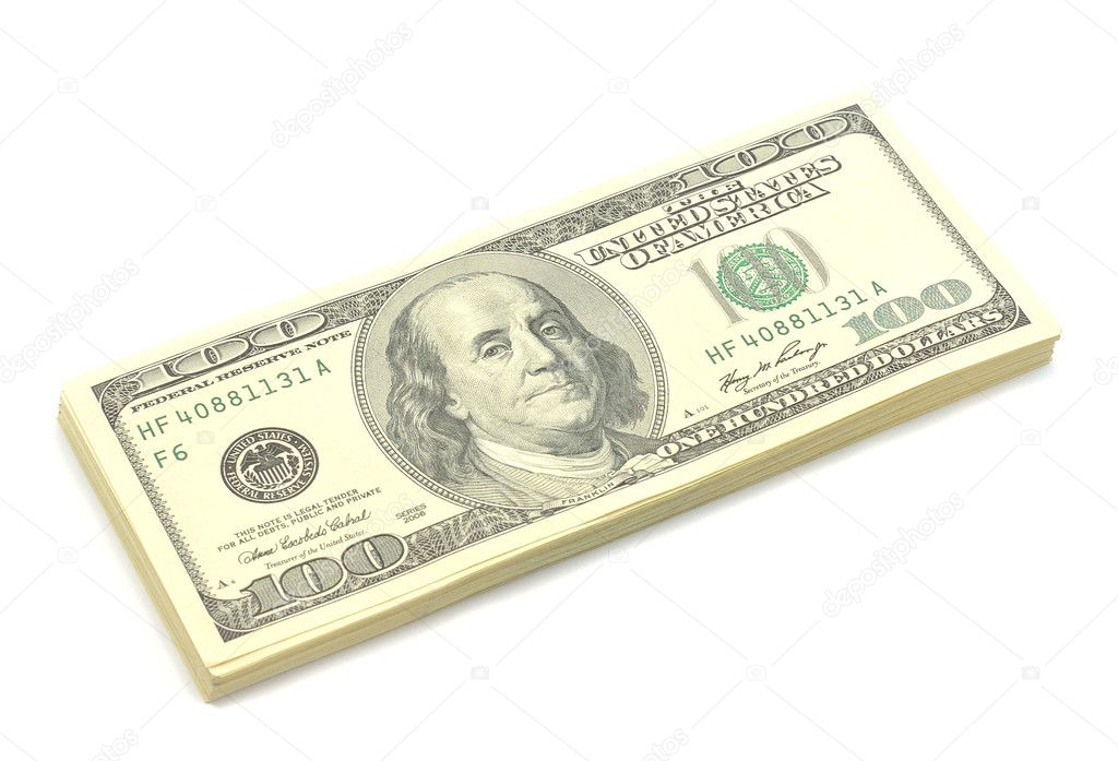 Dollars on a white background