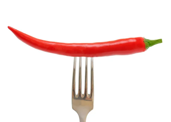 stock image Chili peppers on a fork