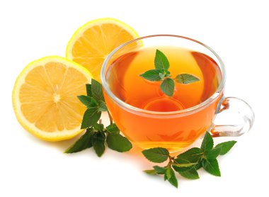 Tea with lemon and mint clipart