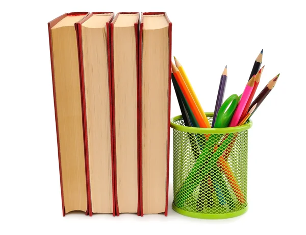 Książki i ołówki — Zdjęcie stockowe