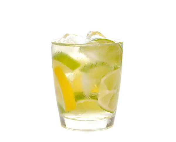 Voda s ledem, vápno a citronem — Stock fotografie