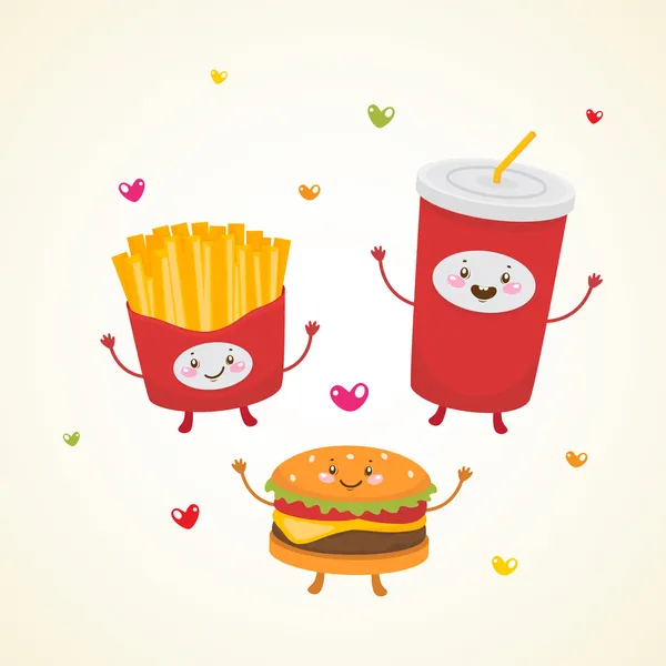 Cute fast food — Stock Vector