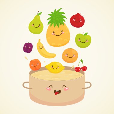 Cute fruit compote clipart