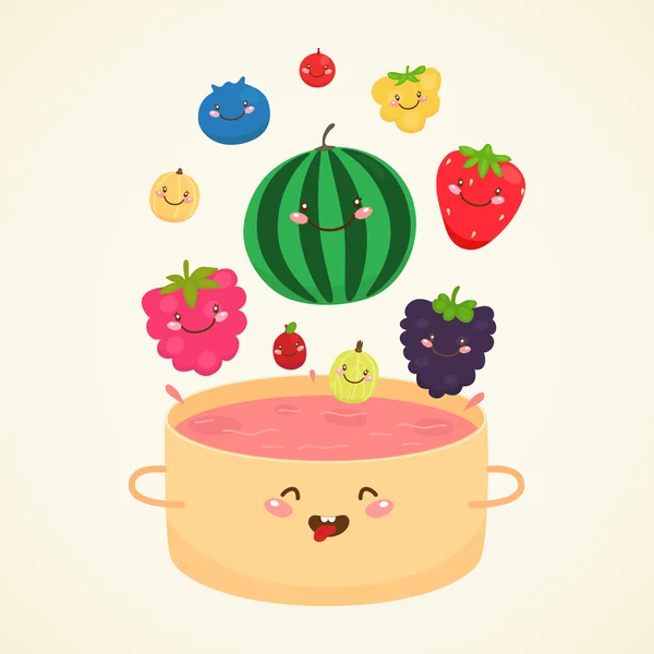 Cute berry jam — Stock Vector