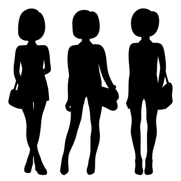 Üç moda silhouettes — Stok Vektör