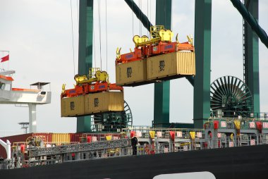 Loading containers in the port of Antwerp clipart