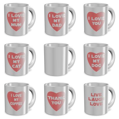 I love mugs set clipart