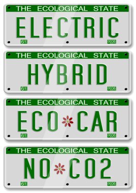 Electric hybrid car plates clipart