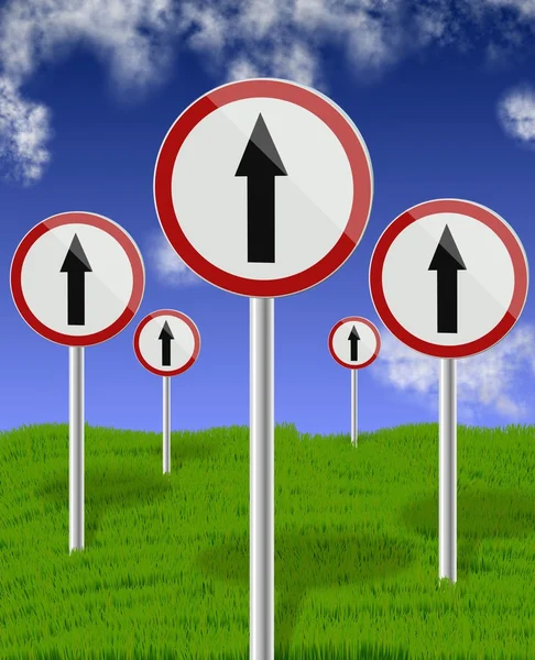 Traffic direction signs up — Stock Photo, Image