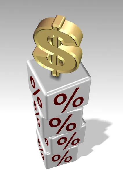 Porcentaje y dólar — Foto de Stock