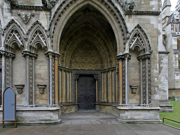Entrance of Westminster Abbey cathedral in London