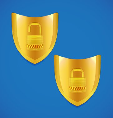 Vector shield and lock icon clipart