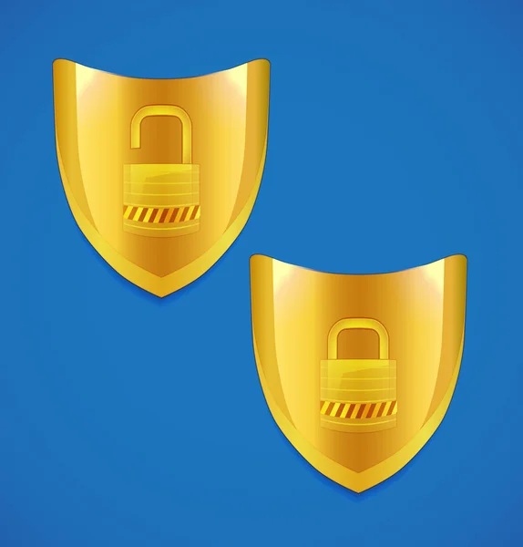 Vector shield and lock icon — Stock Vector