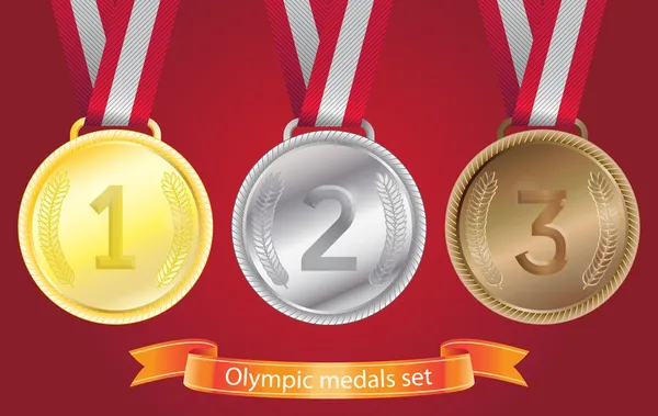 Conjunto de medallas olímpicas - oro, plata, bronce — Archivo Imágenes Vectoriales