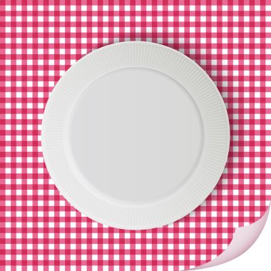 Vector plate on tablecloth clipart