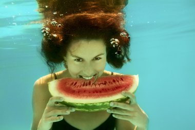 Girl with watermelon clipart