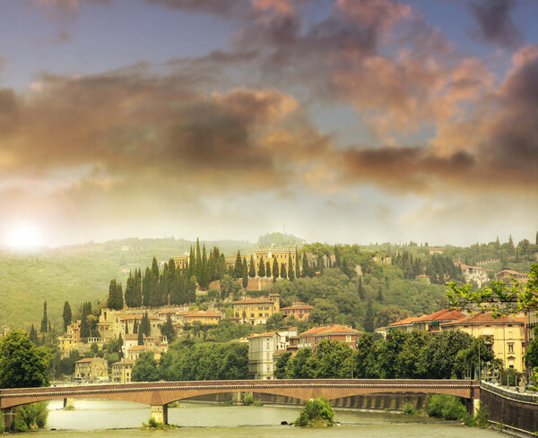 Romantic feeling landscape of Verona Italy