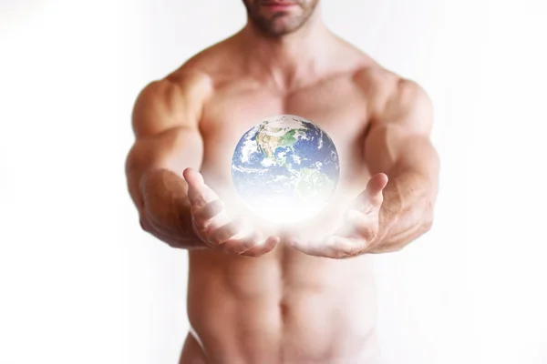 World in his hands — Stock Photo, Image