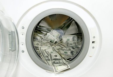 Washing machine and dollars clipart