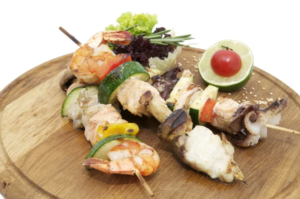 stock image Skewers of seafood