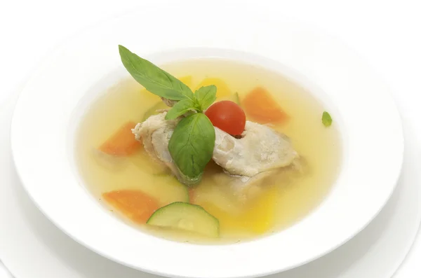 Kwartel soep en groenten — Stockfoto